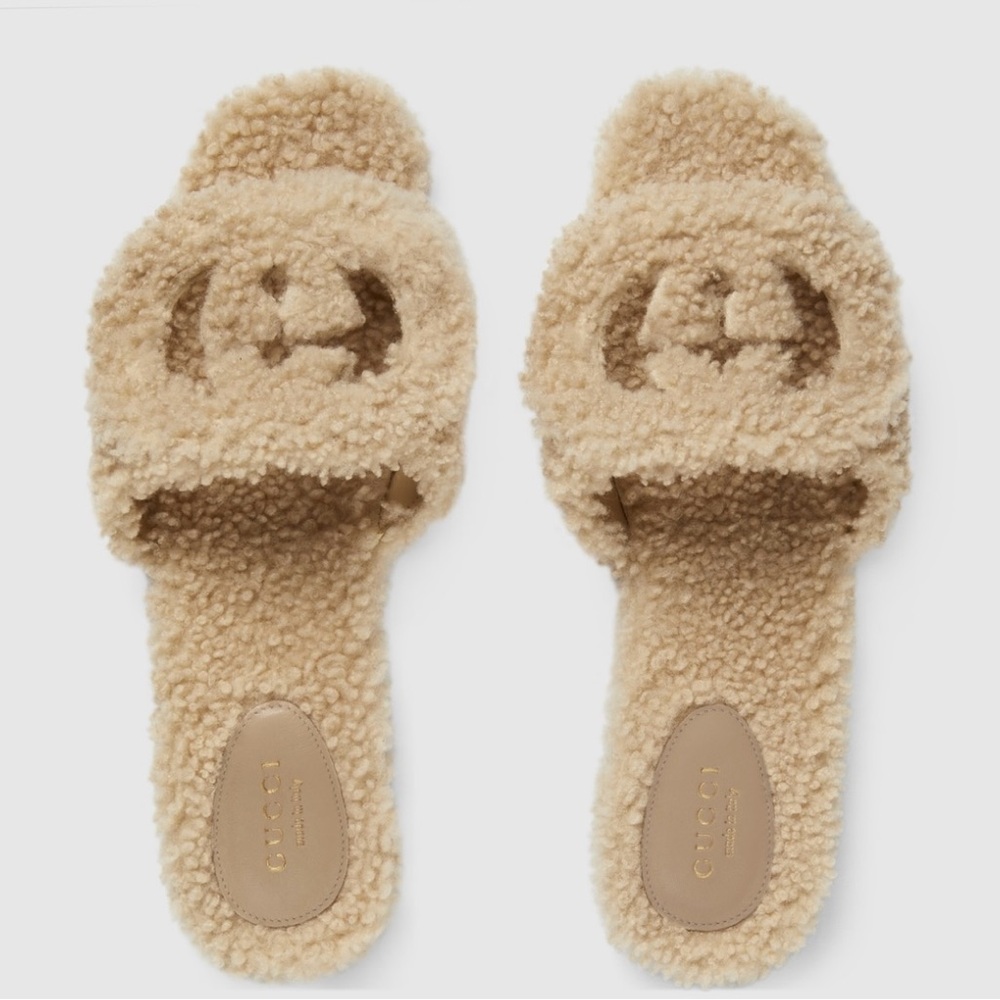 GUCCI Merino Wool Interlocking G Slide Sandals